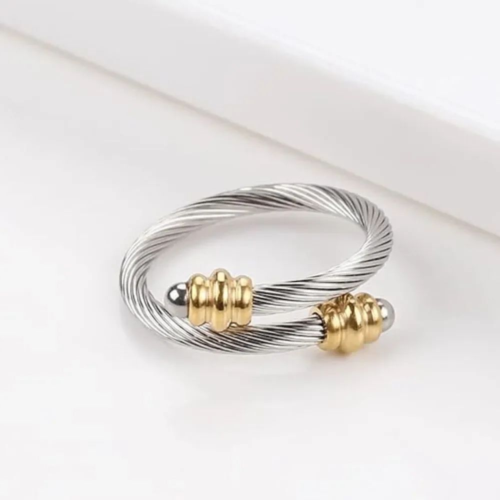 Twisted Cable Adjustable Wire Ring - Picture 4 of 6